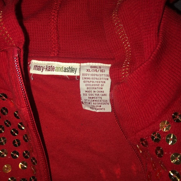 Red Zip Up with Gold Sequins - Picture 4 of 6